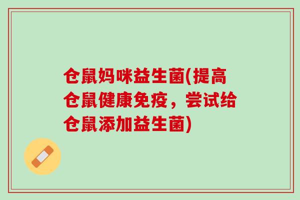 仓鼠妈咪益生菌(提高仓鼠健康免疫，尝试给仓鼠添加益生菌)