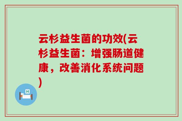 云杉益生菌的功效(云杉益生菌：增强肠道健康，改善消化系统问题)