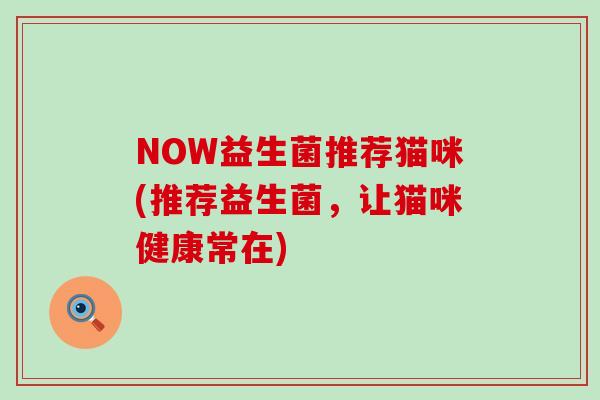 NOW益生菌推荐猫咪(推荐益生菌，让猫咪健康常在)