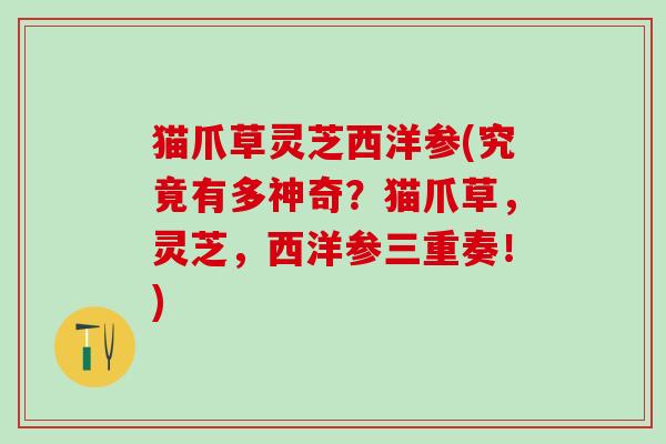 猫爪草灵芝西洋参(究竟有多神奇？猫爪草，灵芝，西洋参三重奏！)
