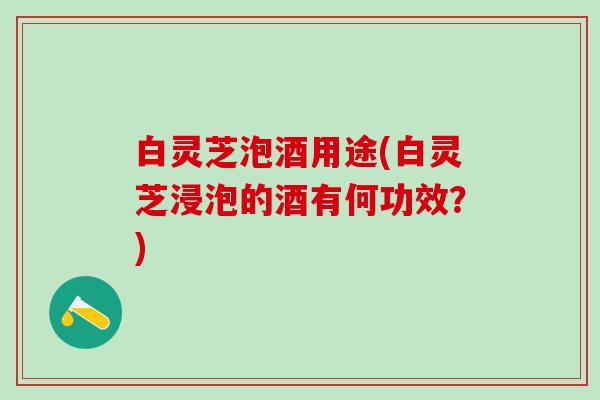 白灵芝泡酒用途(白灵芝浸泡的酒有何功效？)