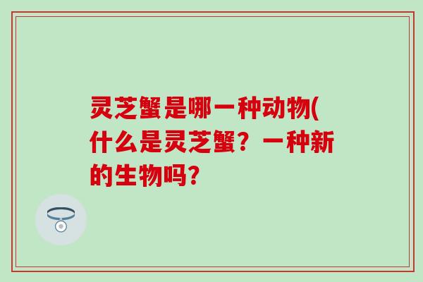 灵芝蟹是哪一种动物(什么是灵芝蟹？一种新的生物吗？