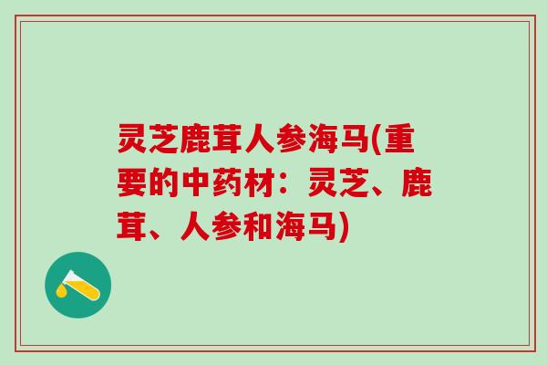 灵芝鹿茸人参海马(重要的材:灵芝、鹿茸、人参和海马) 灵芝鹿茸人参海马(重要的材:灵芝、鹿茸、人参和海马)