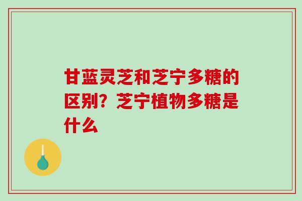 甘蓝灵芝和芝宁多糖的区别？芝宁植物多糖是什么