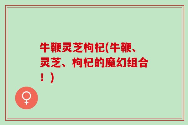 牛鞭灵芝枸杞(牛鞭、灵芝、枸杞的魔幻组合！)
