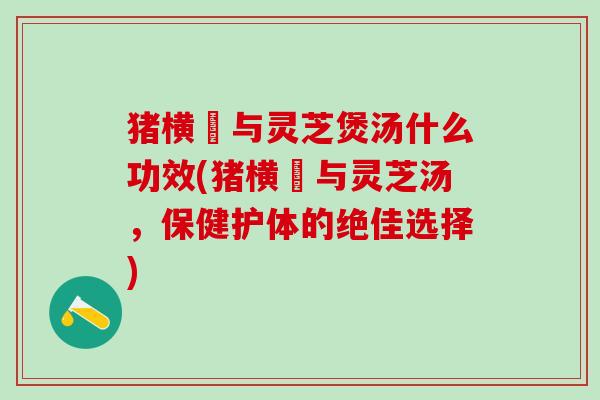 猪横脷与灵芝煲汤什么功效(猪横脷与灵芝汤，保健护体的绝佳选择)