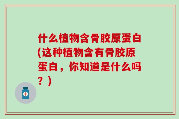 什么植物含骨胶原蛋白(这种植物含有骨胶原蛋白，你知道是什么吗？)