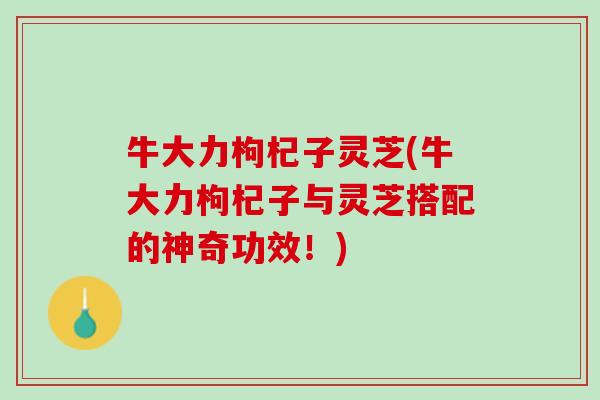 牛大力枸杞子灵芝(牛大力枸杞子与灵芝搭配的神奇功效！)