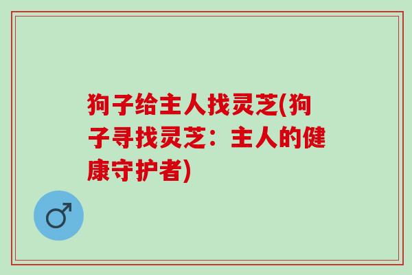 狗子给主人找灵芝(狗子寻找灵芝：主人的健康守护者)