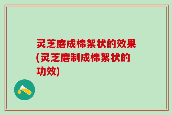灵芝磨成棉絮状的效果(灵芝磨制成棉絮状的功效)