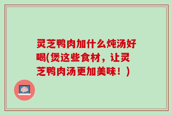 灵芝鸭肉加什么炖汤好喝(煲这些食材，让灵芝鸭肉汤更加美味！)