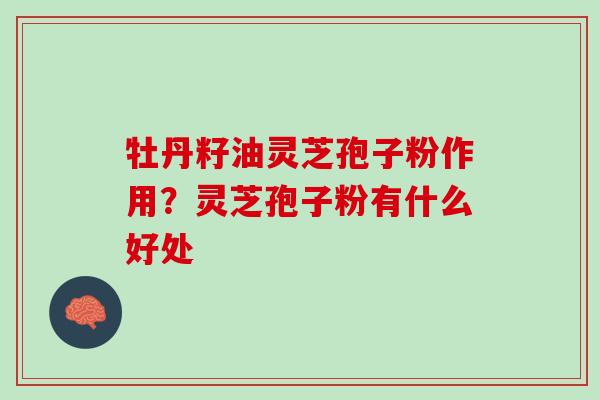牡丹籽油灵芝孢子粉作用？灵芝孢子粉有什么好处