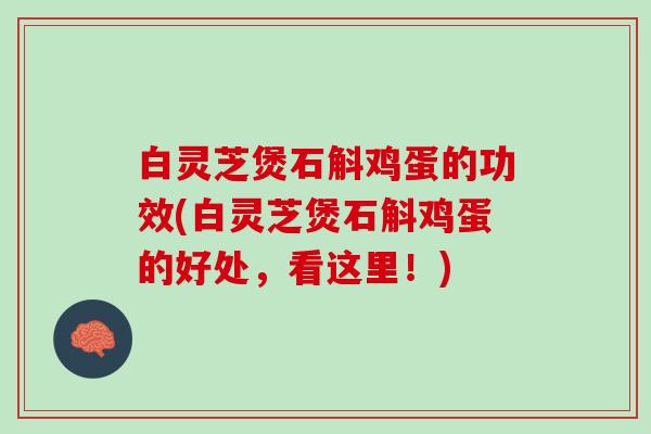 白灵芝煲石斛鸡蛋的功效(白灵芝煲石斛鸡蛋的好处，看这里！)