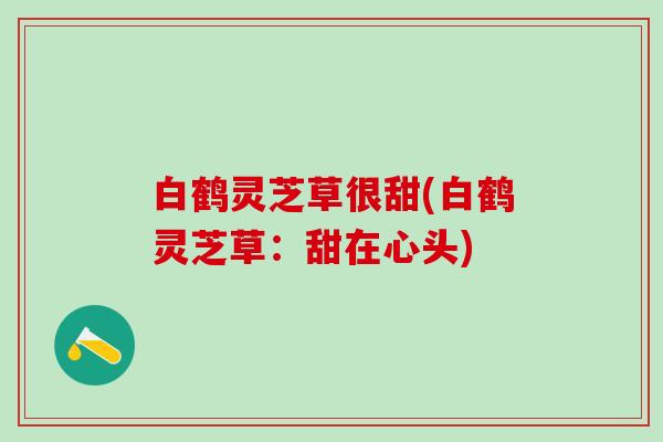 白鹤灵芝草很甜(白鹤灵芝草：甜在心头)
