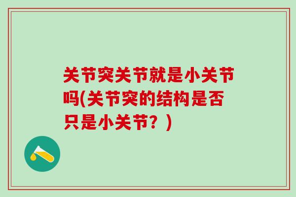 关节突关节就是小关节吗(关节突的结构是否只是小关节？)