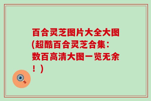 百合灵芝图片大全大图(超酷百合灵芝合集：数百高清大图一览无余！)
