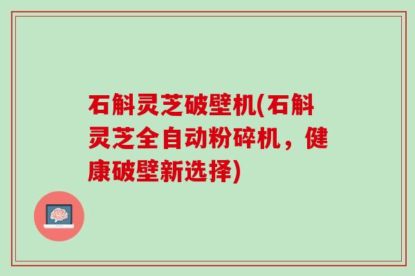 石斛灵芝破壁机(石斛灵芝全自动粉碎机，健康破壁新选择)