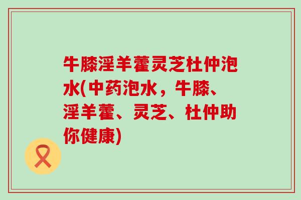 牛膝淫羊藿灵芝杜仲泡水(中药泡水，牛膝、淫羊藿、灵芝、杜仲助你健康)