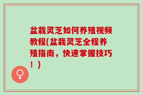 盆栽灵芝如何养殖视频教程(盆栽灵芝全程养殖指南，快速掌握技巧！)