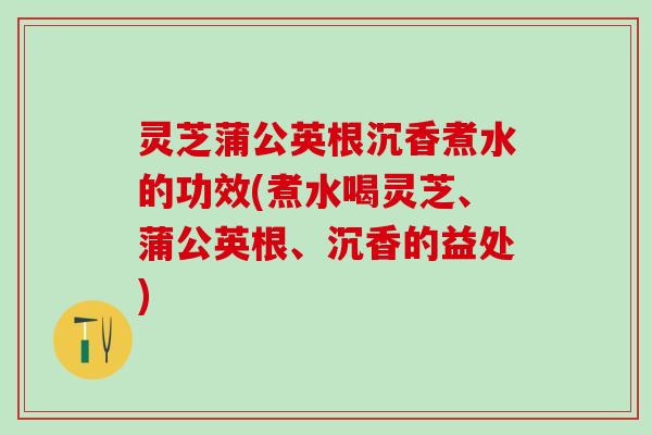 灵芝蒲公英根沉香煮水的功效(煮水喝灵芝、蒲公英根、沉香的益处)