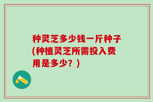 种灵芝多少钱一斤种子(种植灵芝所需投入费用是多少？)