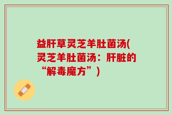 益肝草灵芝羊肚菌汤(灵芝羊肚菌汤：肝脏的“解毒魔方”)