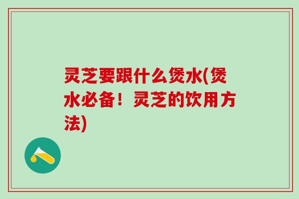 灵芝要跟什么煲水(煲水必备！灵芝的饮用方法)