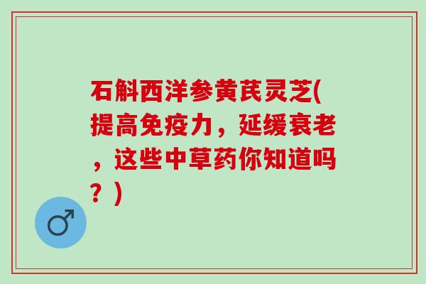 石斛西洋参黄芪灵芝(提高免疫力，延缓衰老，这些中草药你知道吗？)