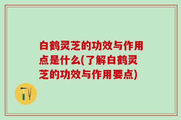 白鹤灵芝的功效与作用点是什么(了解白鹤灵芝的功效与作用要点)