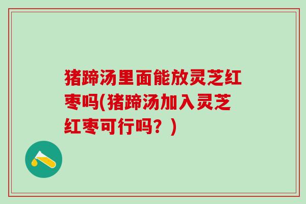 猪蹄汤里面能放灵芝红枣吗(猪蹄汤加入灵芝红枣可行吗？)