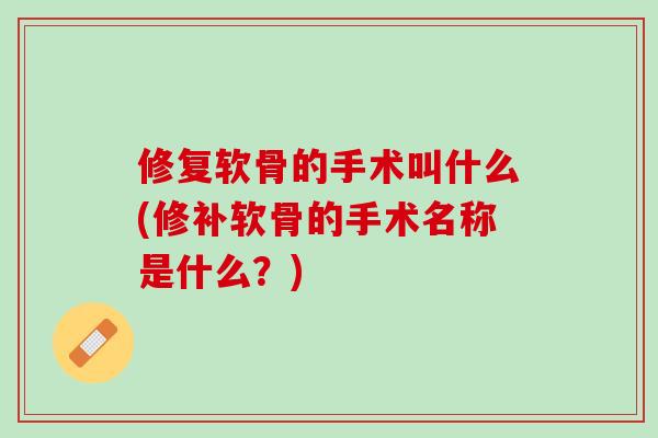 修复软骨的手术叫什么(修补软骨的手术名称是什么？)
