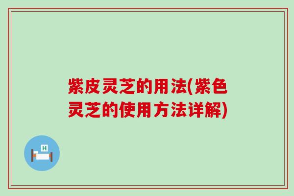 紫皮灵芝的用法(紫色灵芝的使用方法详解)