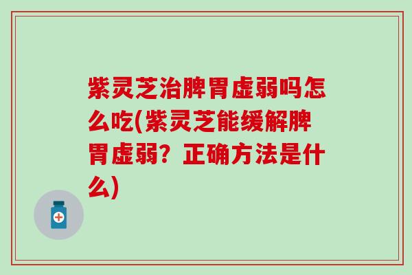 紫灵芝治脾胃虚弱吗怎么吃(紫灵芝能缓解脾胃虚弱？正确方法是什么)