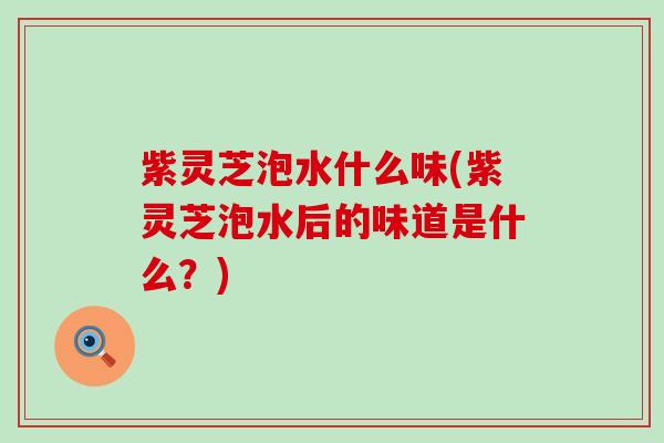 紫灵芝泡水什么味(紫灵芝泡水后的味道是什么？)