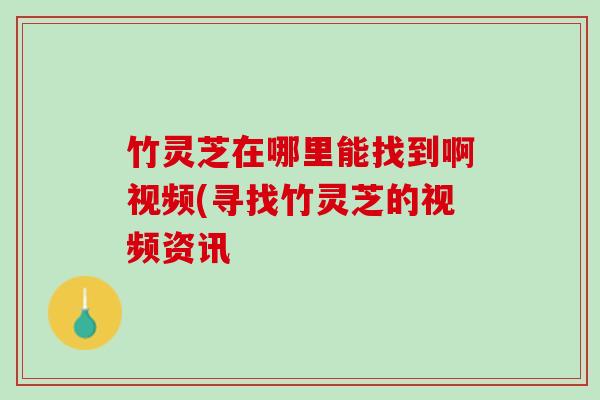 竹灵芝在哪里能找到啊视频(寻找竹灵芝的视频资讯