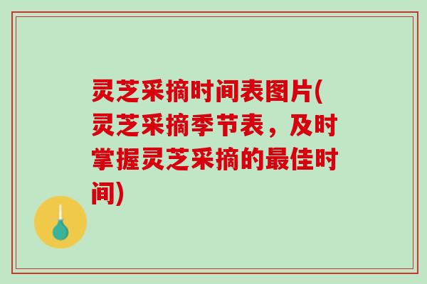 灵芝采摘时间表图片(灵芝采摘季节表，及时掌握灵芝采摘的最佳时间)