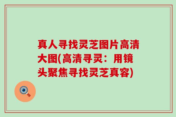 真人寻找灵芝图片高清大图(高清寻灵：用镜头聚焦寻找灵芝真容)