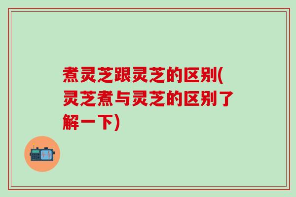 煮灵芝跟灵芝的区别(灵芝煮与灵芝的区别了解一下)