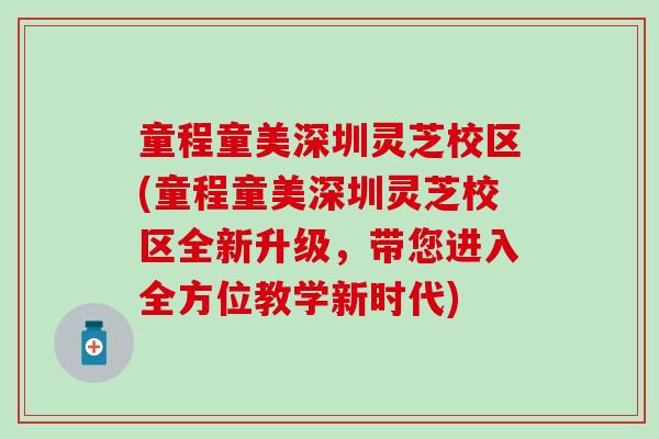 童程童美深圳灵芝校区(童程童美深圳灵芝校区全新升级，带您进入全方位教学新时代)