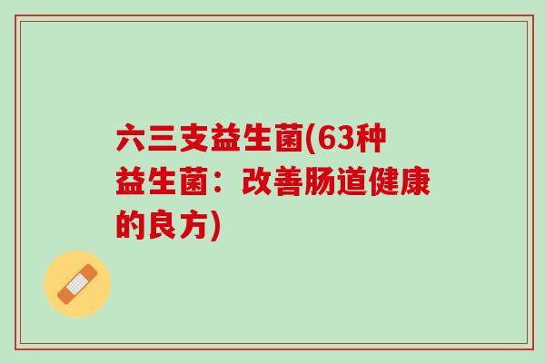 六三支益生菌(63种益生菌：改善肠道健康的良方)