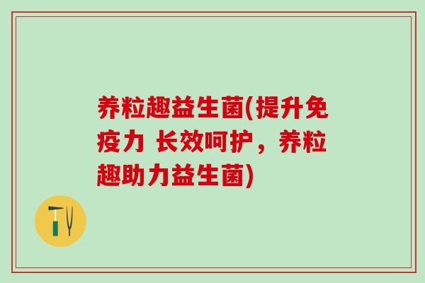 养粒趣益生菌(提升免疫力 长效呵护，养粒趣助力益生菌)