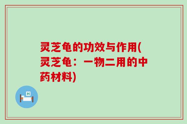 灵芝龟的功效与作用(灵芝龟：一物二用的中药材料)