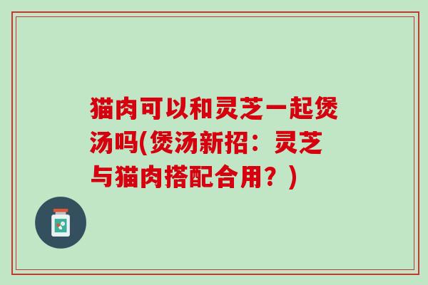 猫肉可以和灵芝一起煲汤吗(煲汤新招：灵芝与猫肉搭配合用？)
