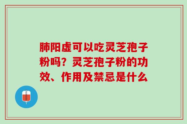 肺阳虚可以吃灵芝孢子粉吗？灵芝孢子粉的功效、作用及禁忌是什么