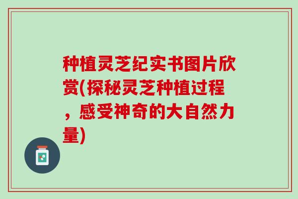 种植灵芝纪实书图片欣赏(探秘灵芝种植过程，感受神奇的大自然力量)