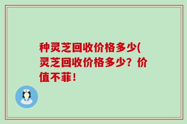 种灵芝回收价格多少(灵芝回收价格多少？价值不菲！