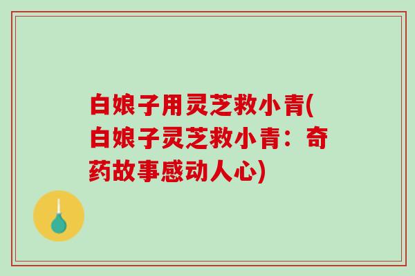 白娘子用灵芝救小青(白娘子灵芝救小青：奇药故事感动人心)