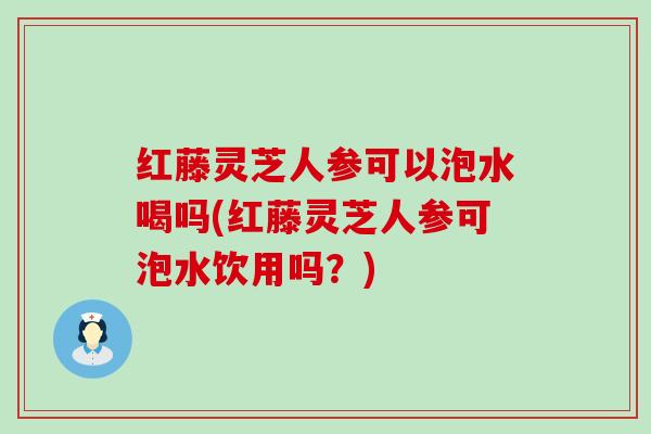 红藤灵芝人参可以泡水喝吗(红藤灵芝人参可泡水饮用吗？)