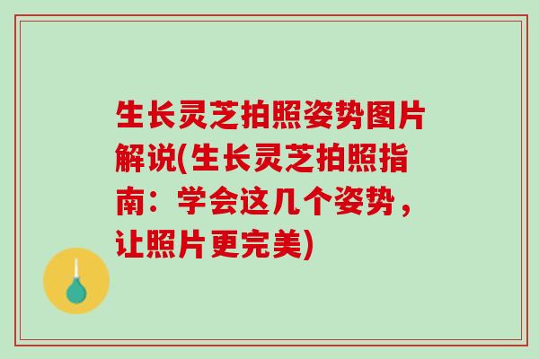 生长灵芝拍照姿势图片解说(生长灵芝拍照指南：学会这几个姿势，让照片更完美)