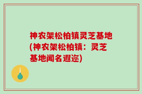 神农架松柏镇灵芝基地(神农架松柏镇：灵芝基地闻名遐迩)